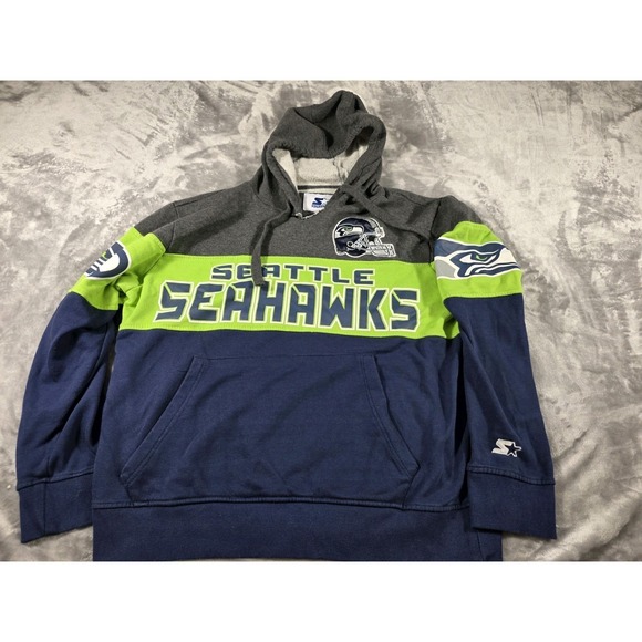 Starter Seattle Seahawks Hoodie Youth Large Pullover Sweatshirt VTG FLAWS - Picture 1 of 9